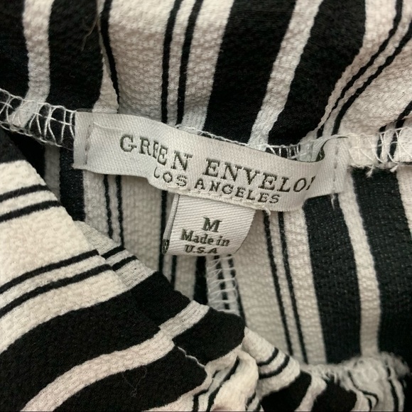 [Green Envelope] Black & White Striped High Waist Wide Leg Pants - Picture 5 of 7